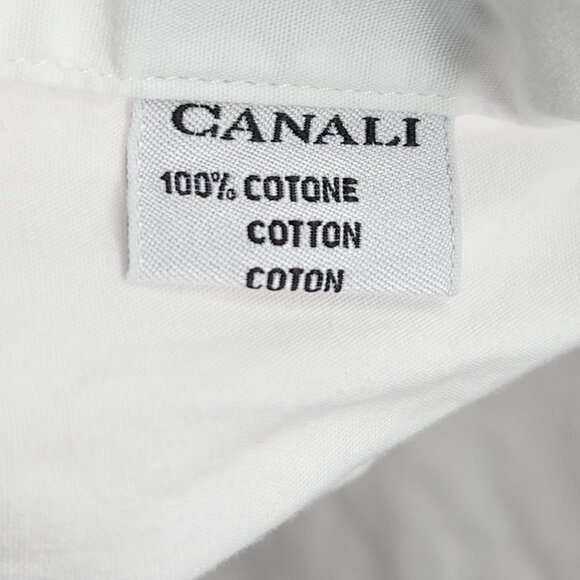 Canali Cotton French Cuff Italy 16.5 White Solid Button Up Men Luxury Shirt - Picture 14 of 16